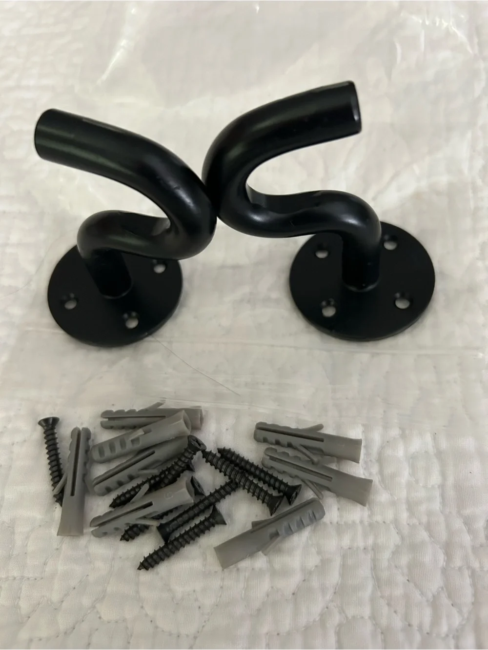 2 piece Black Steel Heavy Duty Wall Ceiling Hooks w/expansion bolt/sleeves.